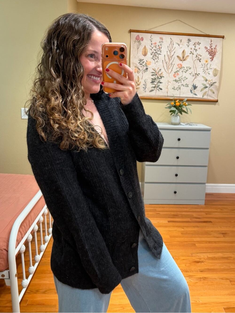 Everlane Cozy Black Charcoal Button-Front Women's Cardigan Sweater Medium